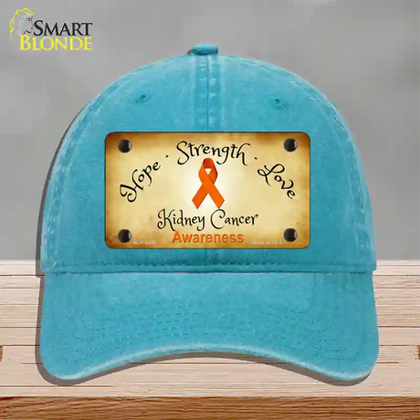 Kidney Cancer Ribbon Novelty License Plate Hat Unconstructed Cotton / Lake Blue