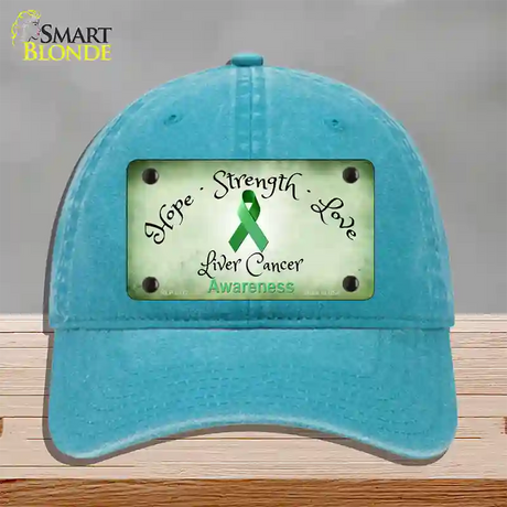 Liver Cancer Ribbon Novelty License Plate Hat Unconstructed Cotton / Lake Blue