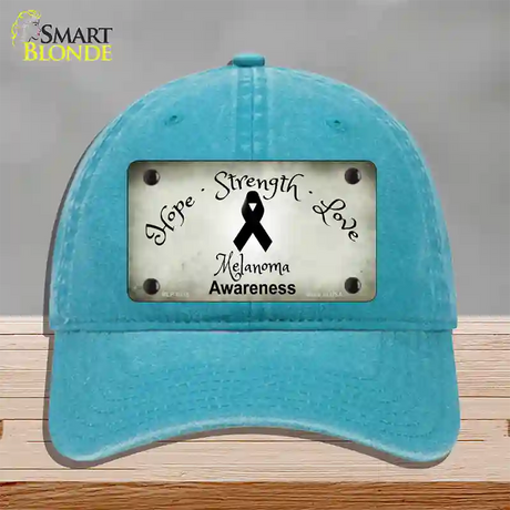 Melanoma Cancer Ribbon Novelty License Plate Hat Unconstructed Cotton / Lake Blue