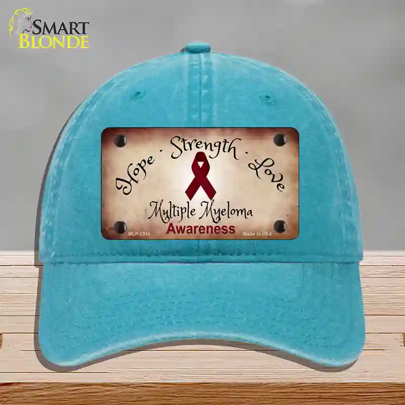 Multiple Myeloma Cancer Ribbon Novelty License Plate Hat Unconstructed Cotton / Lake Blue