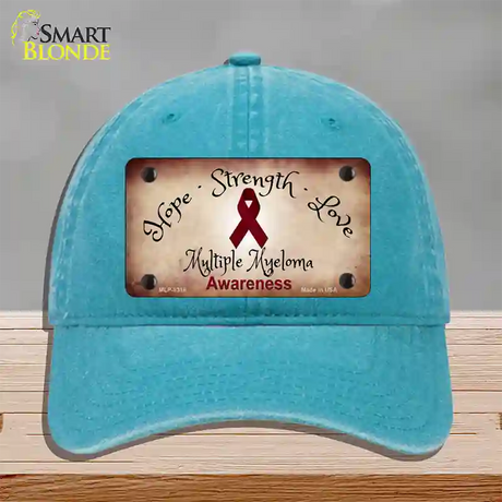 Multiple Myeloma Cancer Ribbon Novelty License Plate Hat Unconstructed Cotton / Lake Blue