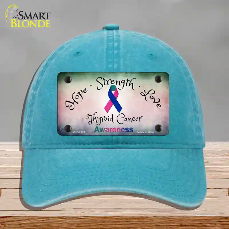 Thyroid Cancer Ribbon Novelty License Plate Hat Unconstructed Cotton / Lake Blue