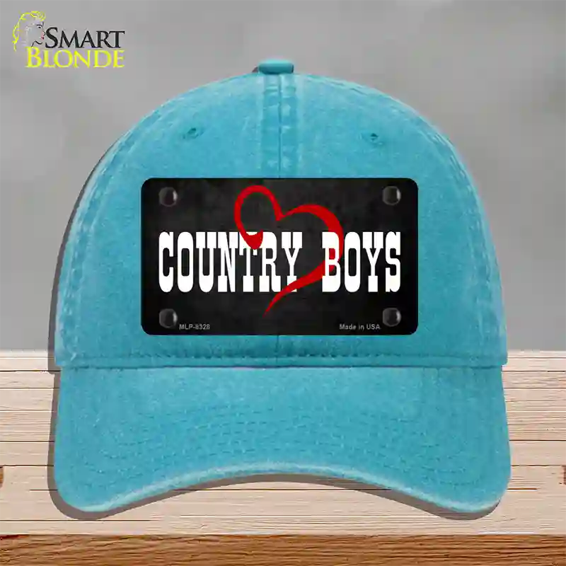 Country Boys Novelty License Plate Hat Unconstructed Cotton / Lake Blue