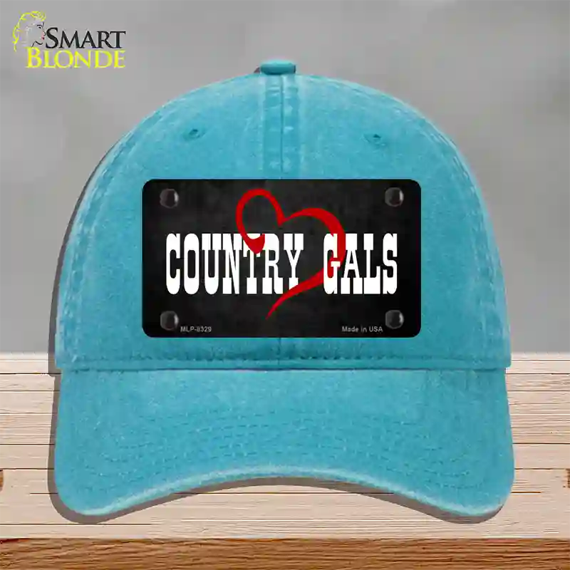 Country Gals Novelty License Plate Hat Unconstructed Cotton / Lake Blue