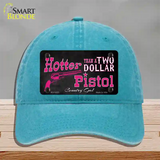 Two Dollar Pistol Novelty License Plate Hat Unconstructed Cotton / Lake Blue