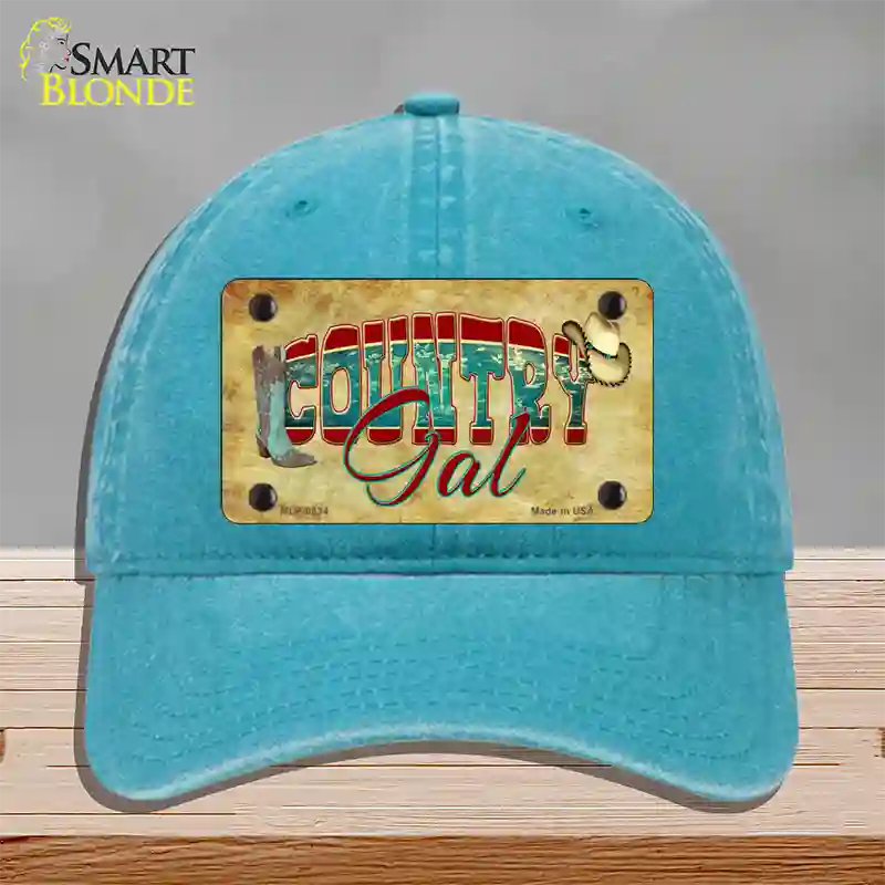 Country Gal Novelty License Plate Hat Unconstructed Cotton / Lake Blue