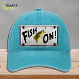 Fish On Novelty License Plate Hat Unconstructed Cotton / Lake Blue