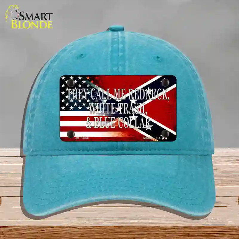 They Call Me Redneck Novelty License Plate Hat Unconstructed Cotton / Lake Blue