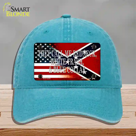 They Call Me Redneck Novelty License Plate Hat Unconstructed Cotton / Lake Blue