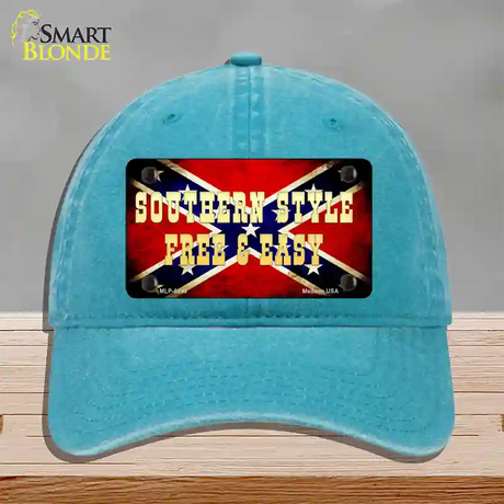 Southern Style Novelty License Plate Hat Unconstructed Cotton / Lake Blue