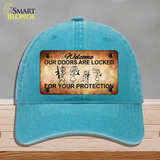 Doors Locked Your Protection Novelty License Plate Hat Unconstructed Cotton / Lake Blue