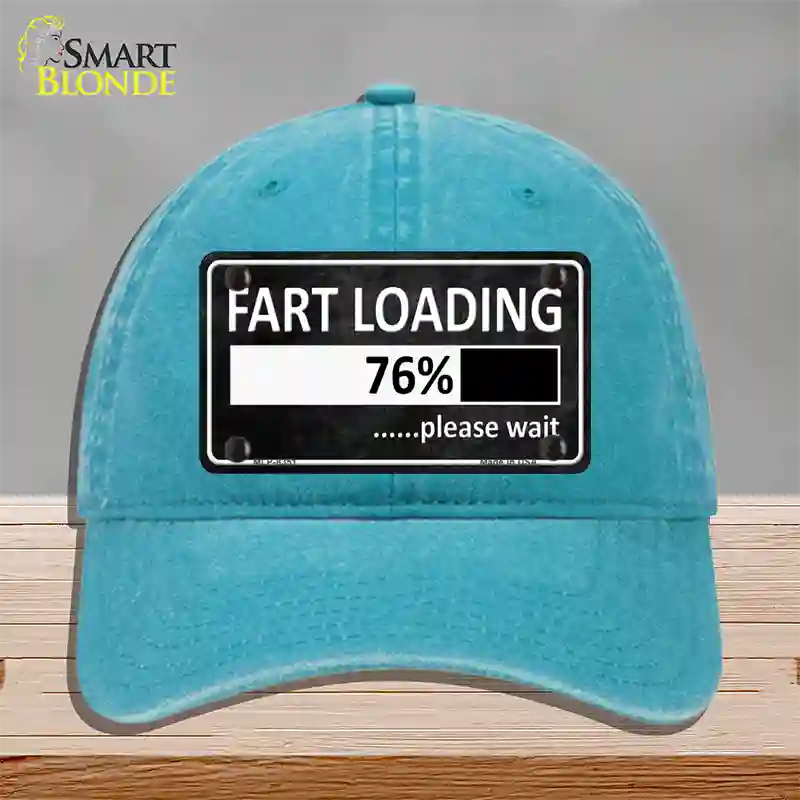 Fart Loading Novelty License Plate Hat Unconstructed Cotton / Lake Blue