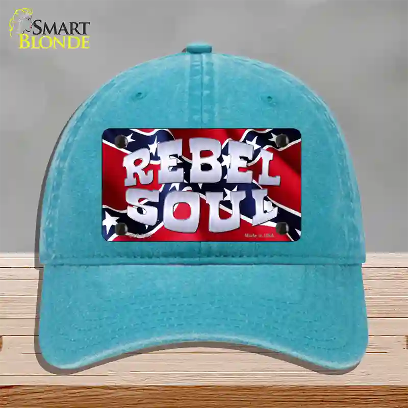 Rebel Soul Novelty License Plate Hat Unconstructed Cotton / Lake Blue