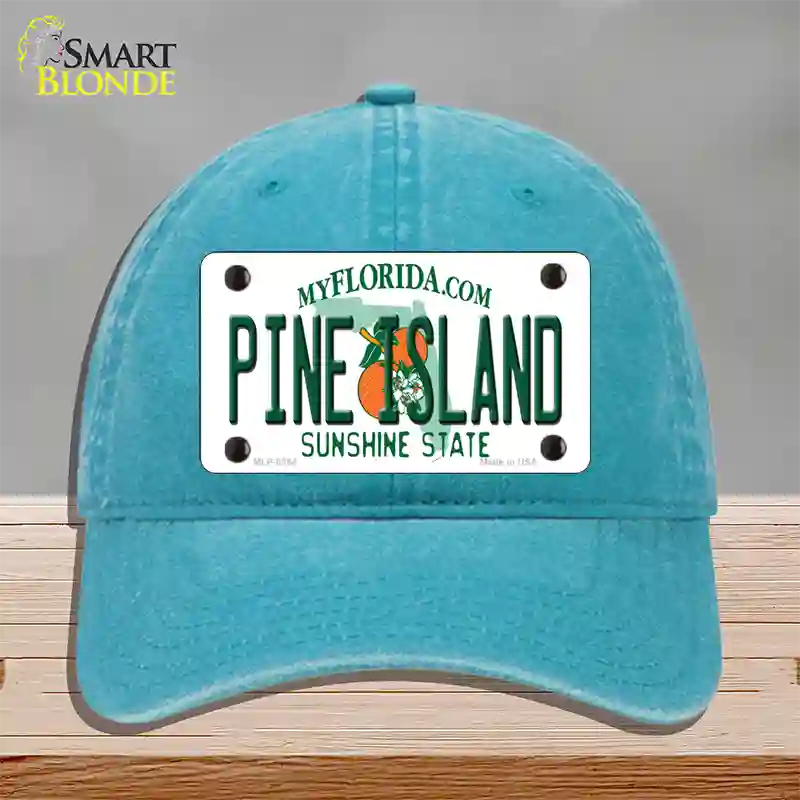 Pine Island Novelty License Plate Hat Unconstructed Cotton / Lake Blue