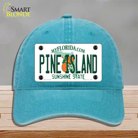 Pine Island Novelty License Plate Hat Unconstructed Cotton / Lake Blue