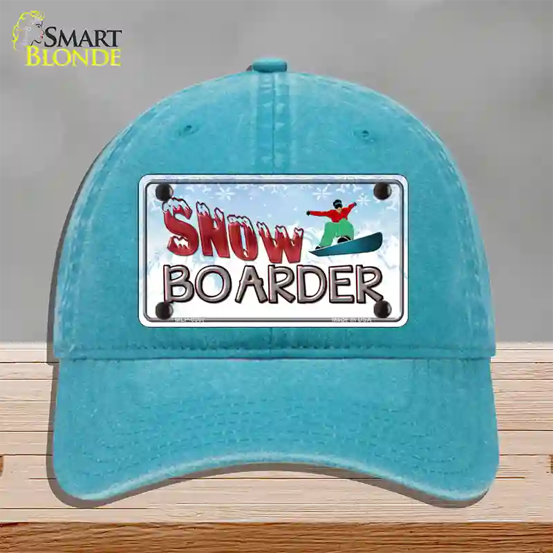 Snow Boarder Novelty License Plate Hat Unconstructed Cotton / Lake Blue