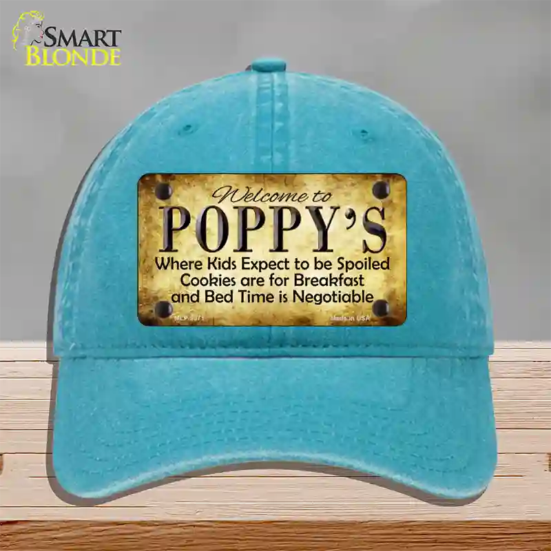 Poppys Novelty License Plate Hat Unconstructed Cotton / Lake Blue