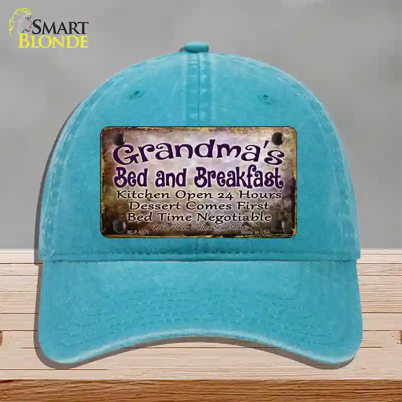 Grandmas Bed & Breakfast Novelty License Plate Hat Unconstructed Cotton / Lake Blue