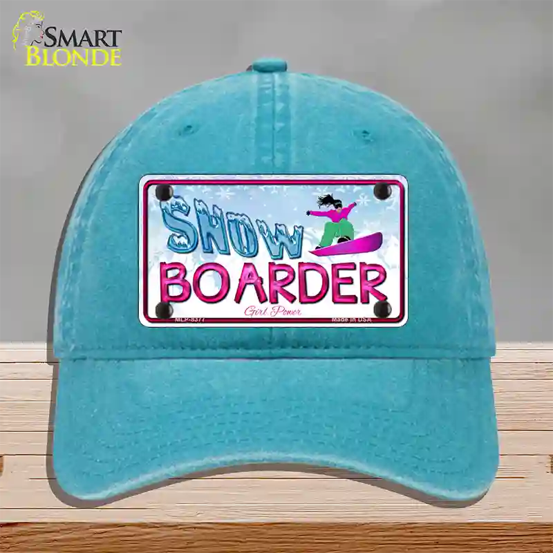 Snow Boarder Girl Novelty License Plate Hat Unconstructed Cotton / Lake Blue