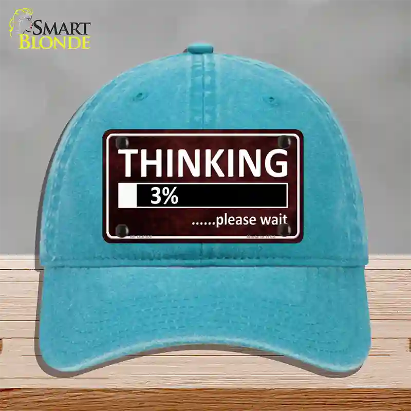 Thinking Please Wait Novelty License Plate Hat Unconstructed Cotton / Lake Blue