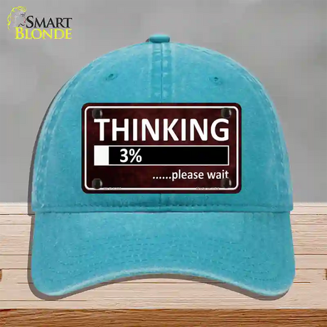 Thinking Please Wait Novelty License Plate Hat Unconstructed Cotton / Lake Blue