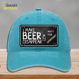 I Make Beer Disappear Novelty License Plate Hat Unconstructed Cotton / Lake Blue