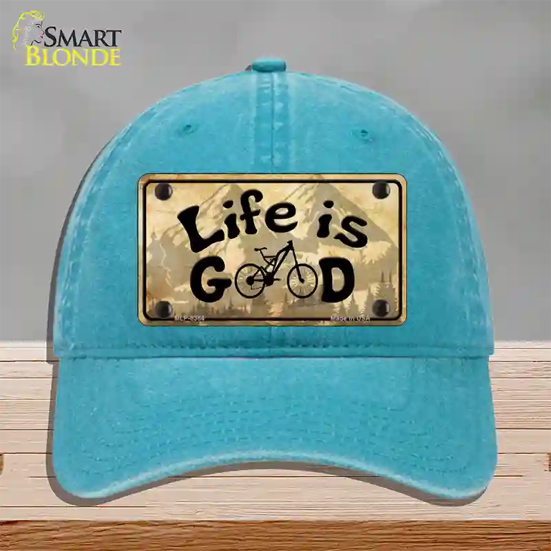 Life Is Good Novelty License Plate Hat Unconstructed Cotton / Lake Blue