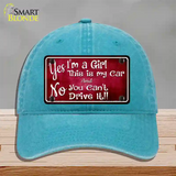 Yes Im A Girl Novelty License Plate Hat Unconstructed Cotton / Lake Blue