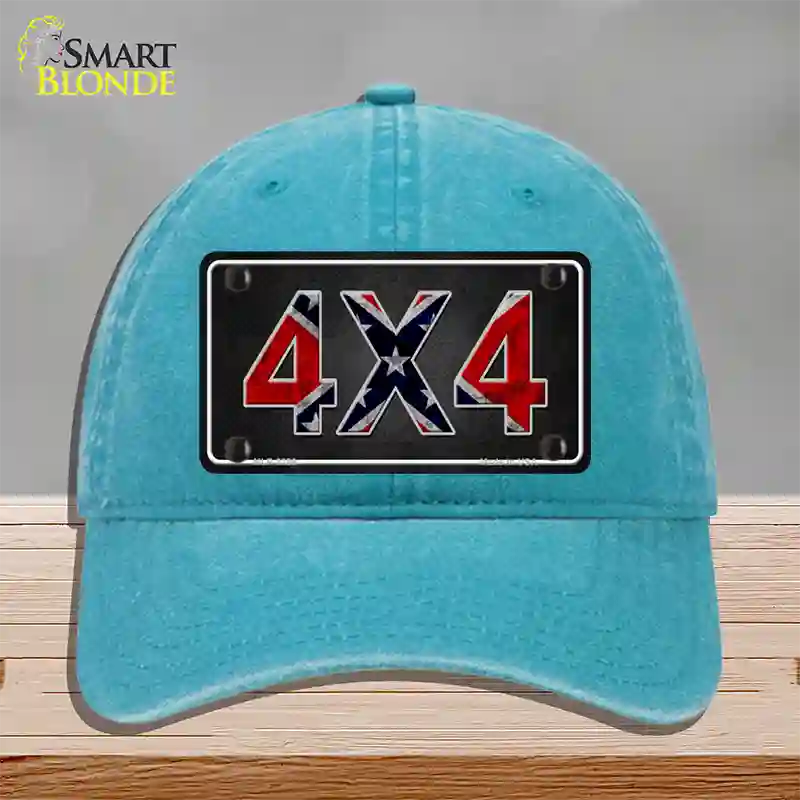 4x4 Confederate Novelty License Plate Hat Unconstructed Cotton / Lake Blue