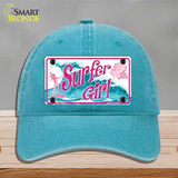 Surfer Girl Novelty License Plate Hat Unconstructed Cotton / Lake Blue