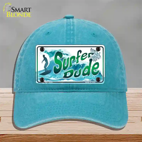 Surfer Dude Novelty License Plate Hat Unconstructed Cotton / Lake Blue