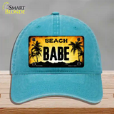 Beach Babe Novelty License Plate Hat Unconstructed Cotton / Lake Blue