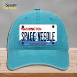 Space Needle Washington Novelty License Plate Hat Unconstructed Cotton / Lake Blue