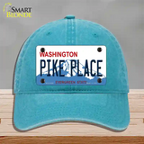 Pike Place Washington Novelty License Plate Hat Unconstructed Cotton / Lake Blue