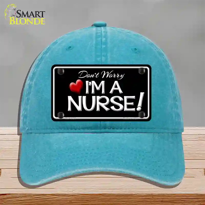 Im A Nurse Novelty License Plate Hat Unconstructed Cotton / Lake Blue