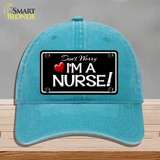 Im A Nurse Novelty License Plate Hat Unconstructed Cotton / Lake Blue