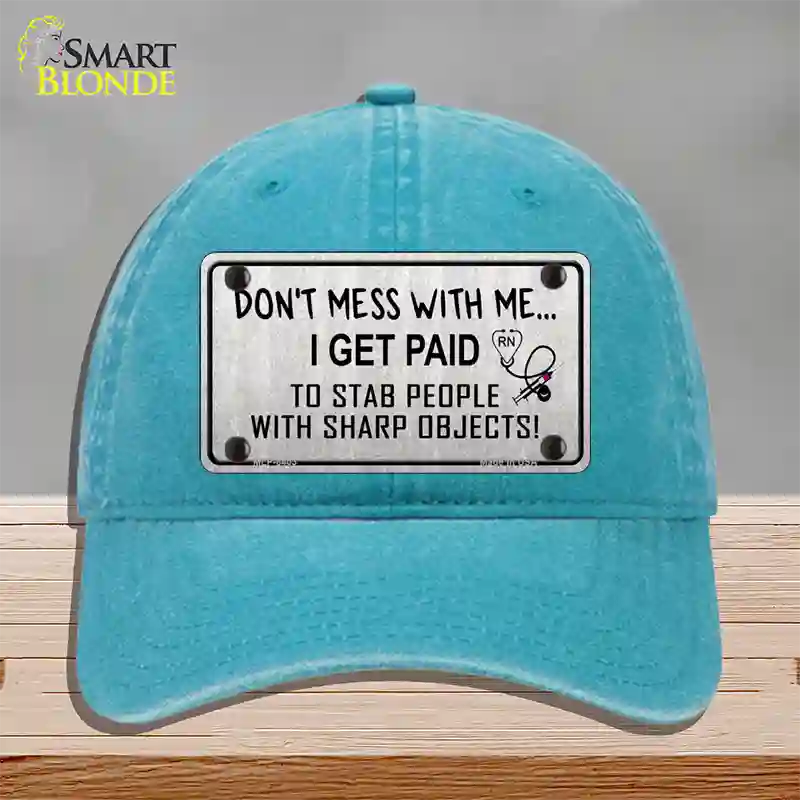 Dont Mess With Me Novelty License Plate Hat Unconstructed Cotton / Lake Blue