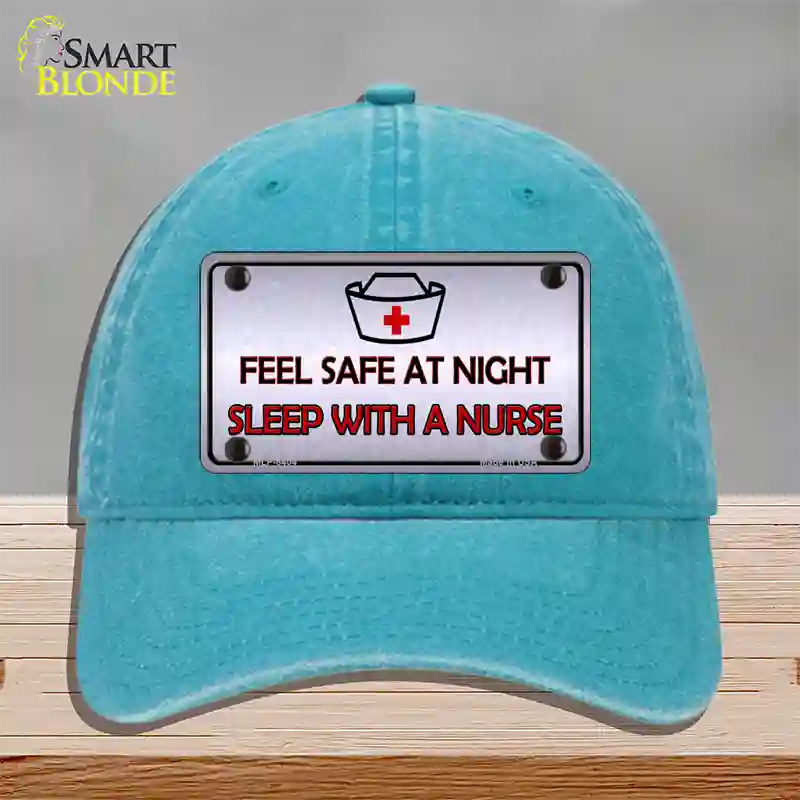 Feel Safe At Night Novelty License Plate Hat Unconstructed Cotton / Lake Blue