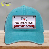 Feel Safe At Night Novelty License Plate Hat Unconstructed Cotton / Lake Blue