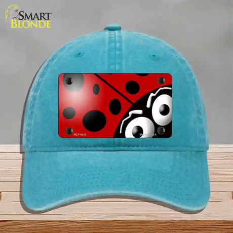 Lady Bug Novelty License Plate Hat Unconstructed Cotton / Lake Blue