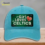 This Girl Loves Her Celtics Novelty License Plate Hat Unconstructed Cotton / Lake Blue