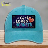 This Girl Loves Her Hornets Novelty License Plate Hat Unconstructed Cotton / Lake Blue