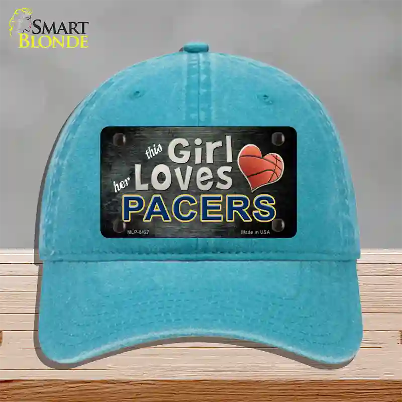 This Girl Loves Her Pacers Novelty License Plate Hat Unconstructed Cotton / Lake Blue