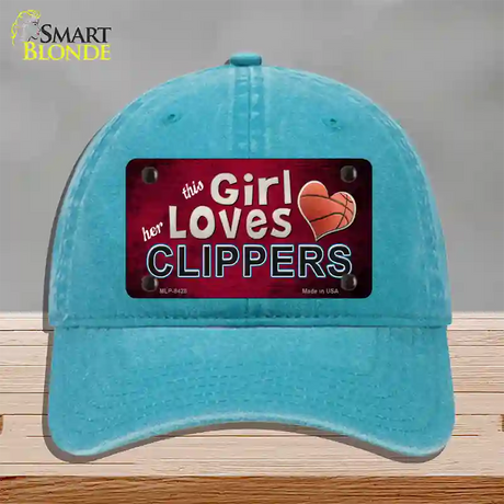 This Girl Loves Her Clippers Novelty License Plate Hat Unconstructed Cotton / Lake Blue