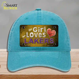 This Girl Loves Her Lakers Novelty License Plate Hat Unconstructed Cotton / Lake Blue