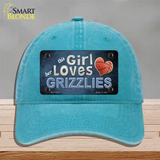 This Girl Loves Her Grizzlies Novelty License Plate Hat Unconstructed Cotton / Lake Blue