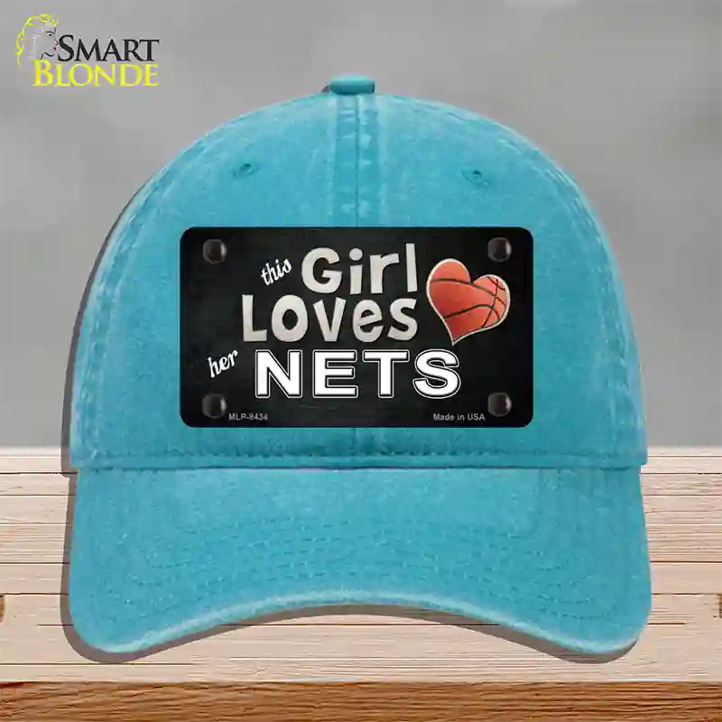 This Girl Loves Her Nets Novelty License Plate Hat Unconstructed Cotton / Lake Blue