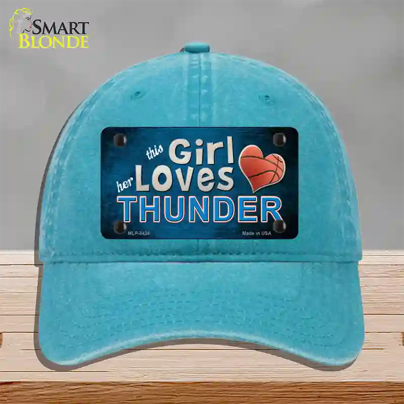 This Girl Loves Her Thunder Novelty License Plate Hat Unconstructed Cotton / Lake Blue