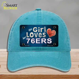 This Girl Loves Her 76ers Novelty License Plate Hat Unconstructed Cotton / Lake Blue