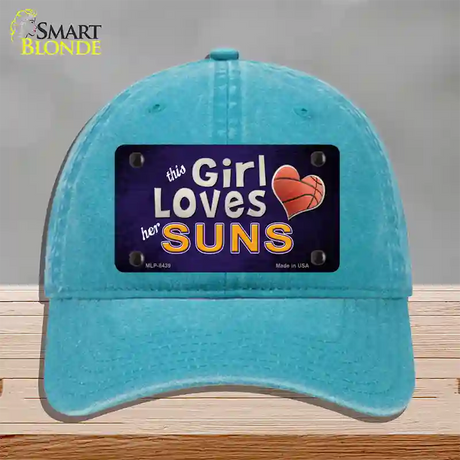 This Girl Loves Her Suns Novelty License Plate Hat Unconstructed Cotton / Lake Blue